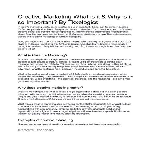 Creative Marketing What is it & Why is it so Important?