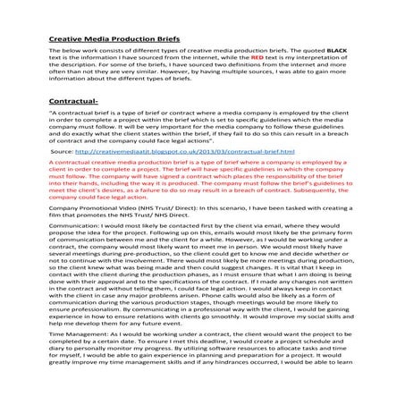 Creative media production briefs