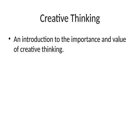 Creative Thinking and Innovative Presentation | PPTX