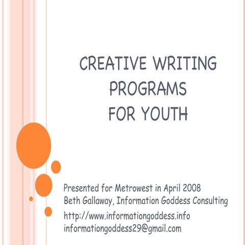 Creative Writing Programs for Youth