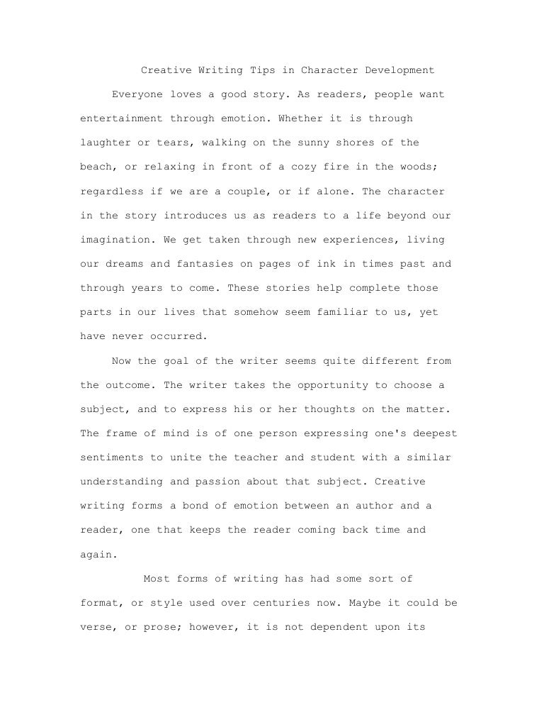 Creative writing tips in character develoment