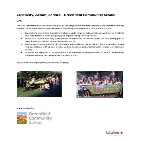Creativity, Action, Service - Greenfield Community School