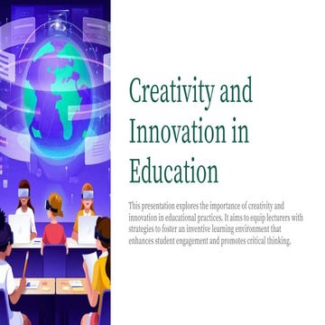 Creativity and Innovation in Education(Presentation) | PPTX