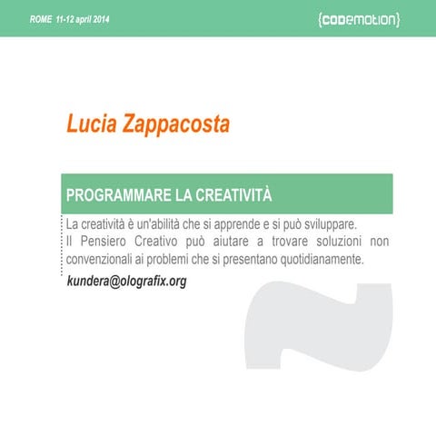 Programmare la creatività -  Zappacosta