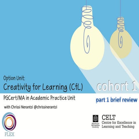 Creativity for Learning: cohort 1, part 1, brief review