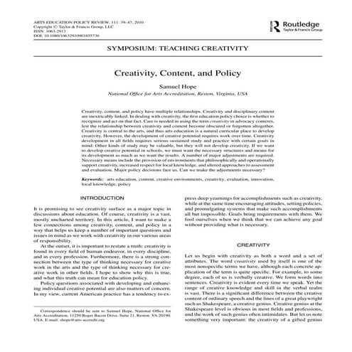 Creativity, content, and policy