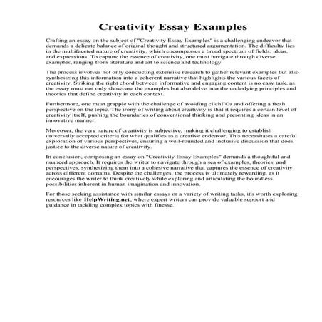 Creativity Essay Examples. Creative photo essay - webpresentation.web.fc2.com