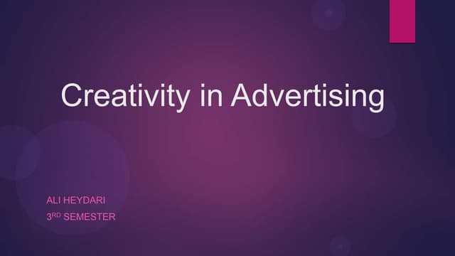 Creativity in advertising 