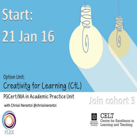 Invite to join the Creativity for Learning Unit & open #creativeHE course Jan...