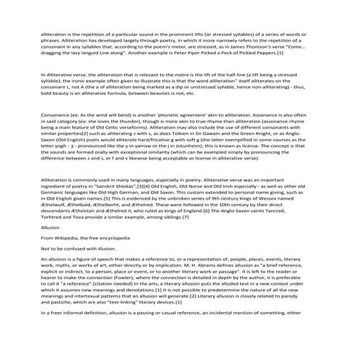 Creative writing terminologies