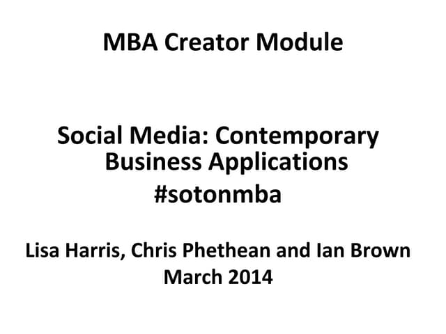 Social Media for Business - Soton MBA