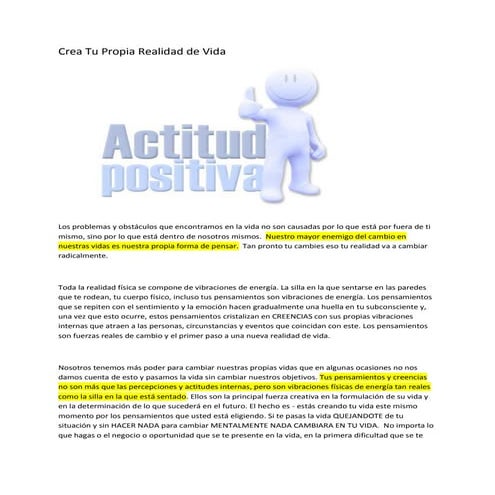 Crea tu propia realidad de vida