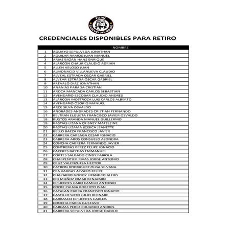 CREDENCIALES DISPONIBLES PARA RETIRO EN FILIAL CACIQUES DEL BIO BIO