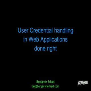 User Credential handling in Web App...