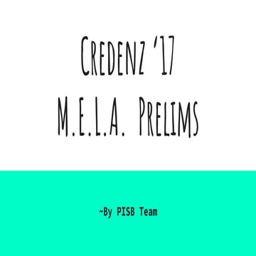 Credenz m.e.l.a prelims