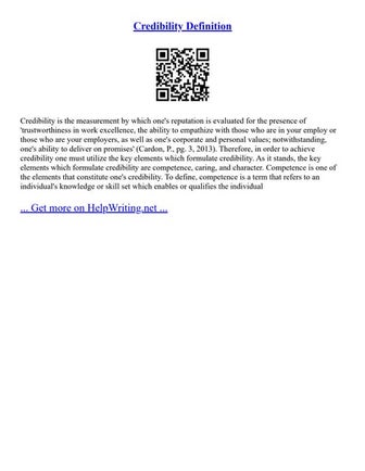 Credibility Definition
