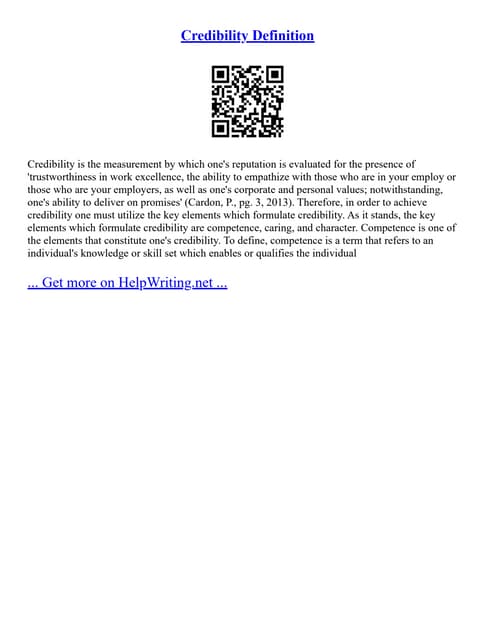 Credibility Definition