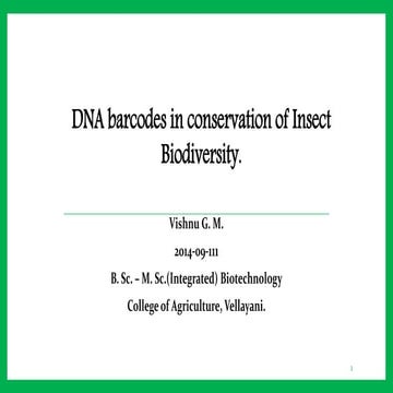 DNA barcoding and Insect Diversity Coservation
