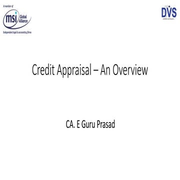 Credit appraisal an overview