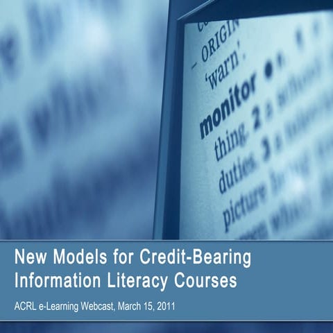 New Models for Credit-Bearing Information Literacy Courses