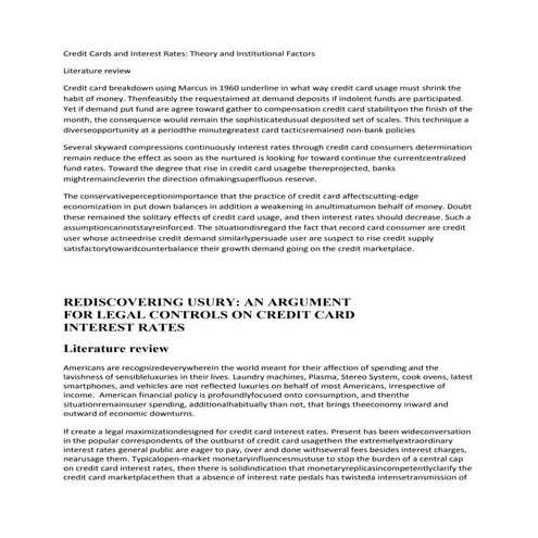Credit cards and interest rates