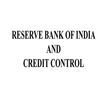 Credit control of Reserve Bank of India tools