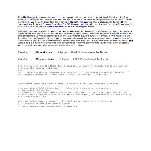 Credit Memo-Debit Memo