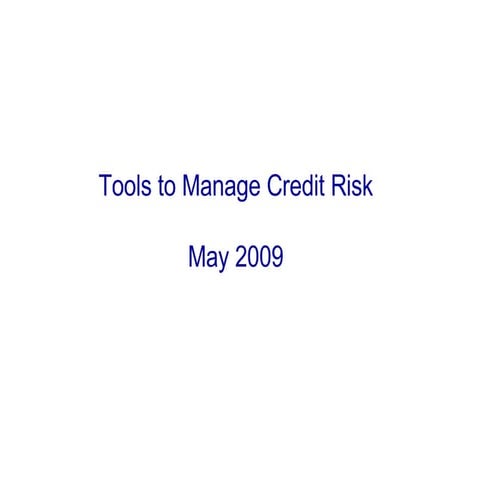 Tools to Manage Credit Risk | PPT