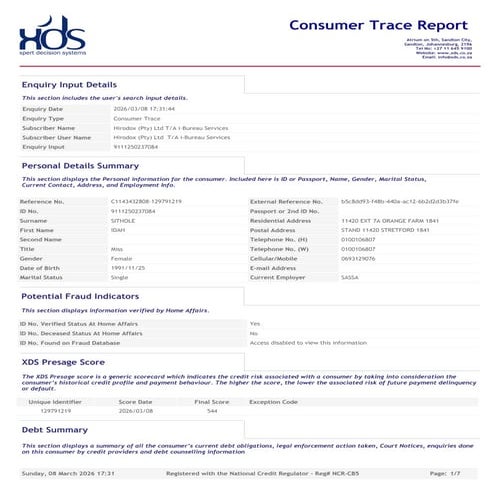 Comprehensive Consumer Credit and Trace Report Analysis for Risk ...
