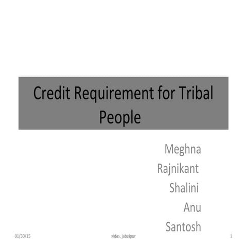 Credit Requirement For Tribal People Final
