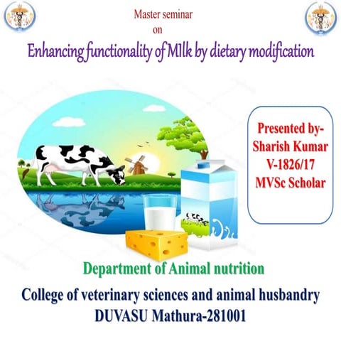 enhancing the functionality of milk by dietary manipulation