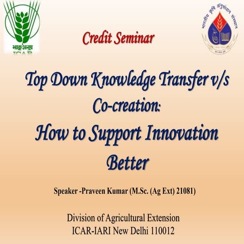 seminar on top down knowledge transfer vs co creation 