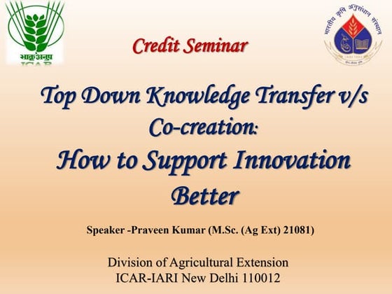 seminar on top down knowledge transfer vs co creation 