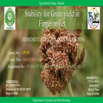  stability for grain yield in Finger millet