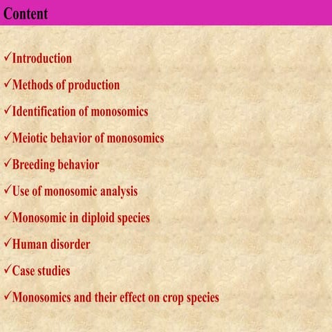 monosomics and their role in cytogenetics