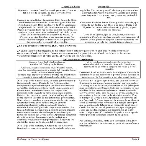 El Credo de Nicea y el Credo do los Apostles