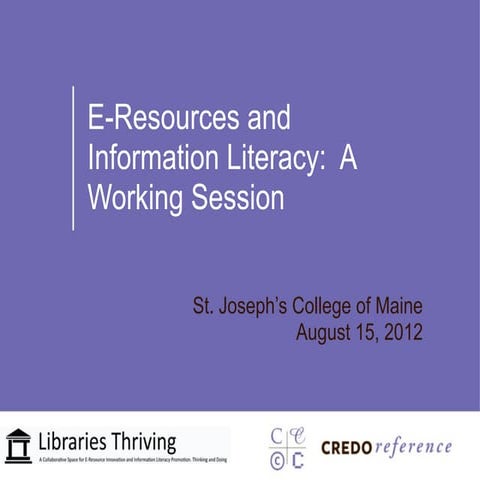 E-Resources and Information Literacy: A Working Session