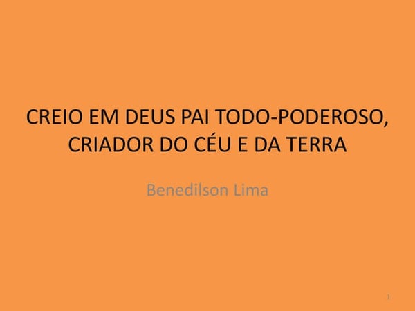 Creio em Deus, Pai Todo Poderoso
