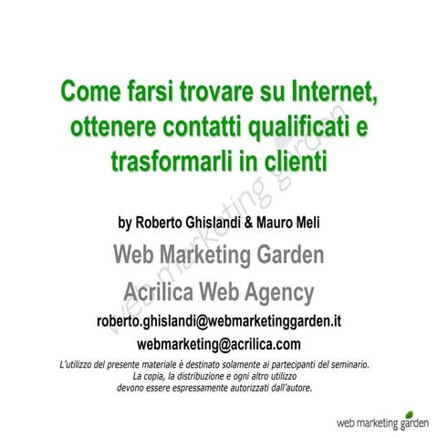 Come essere trovati sui motori di ricerca. Prima edizione