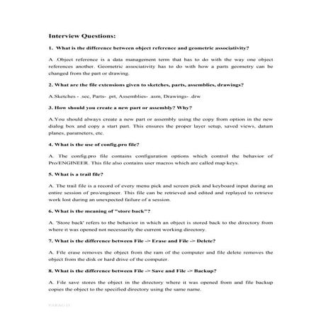 CREO / PROE QUESTIONS