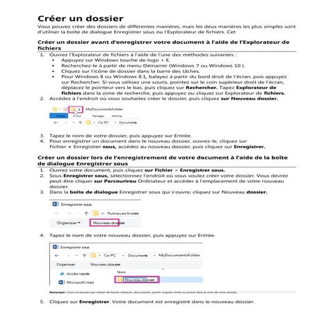 les méthodes en étapes pour Créer un dossier | DOCX