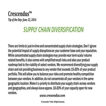Crescendus- Supply Chain Diversification Tip of the Day | PDF
