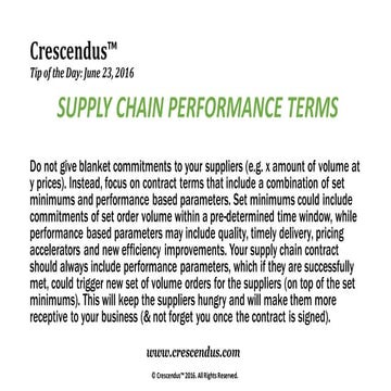 Crescendus- Supply Chain Diversification Tip of the Day | PDF