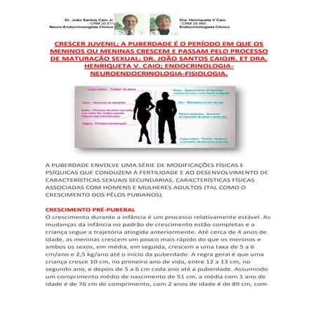 Crescimento Pré-Puberal, Puberal Infanto-Juvenil