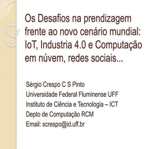 Palestra **1o encontro Laboratório de Ideias **Prof.Sergio Crespo ******