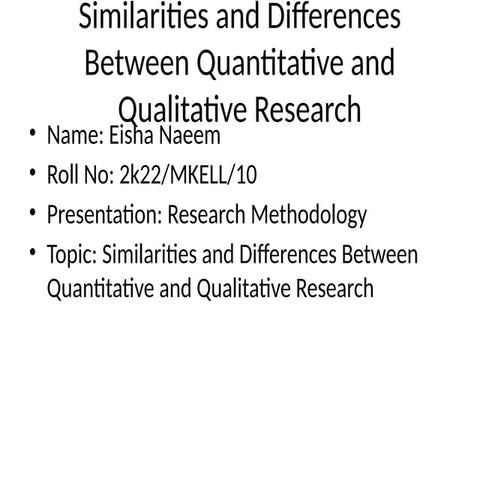 The differences between qualitative and quantitative research design | PPTX