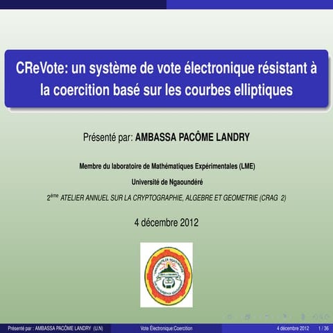 CReVote: un système de vote électronique résistant à la coercition basé sur l...