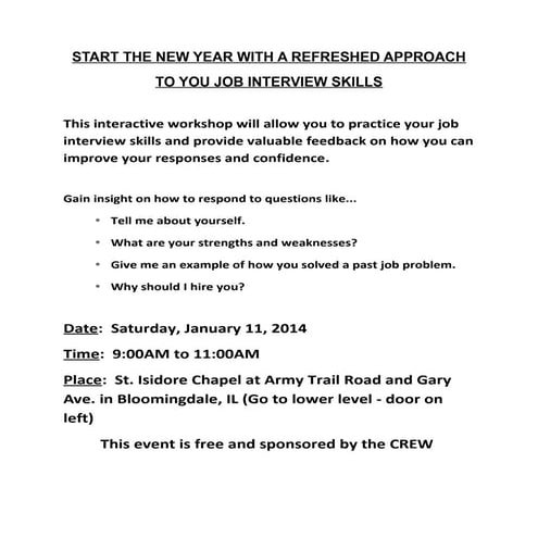 Free CREW Job Interview Workshop