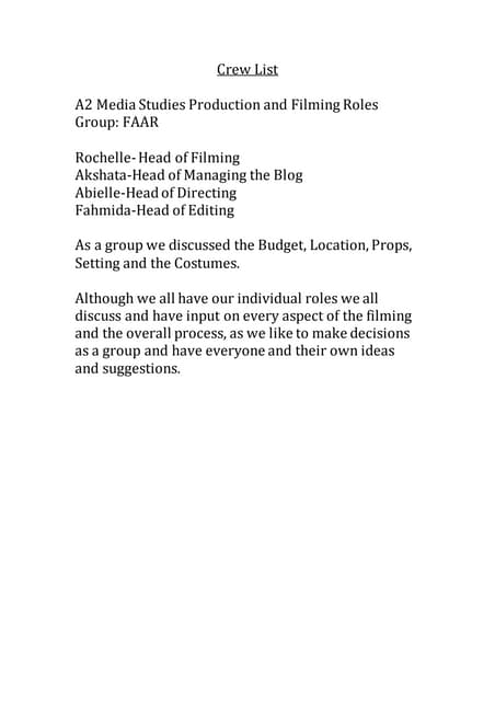 Crew list