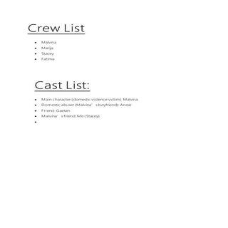 Crew list and cast list